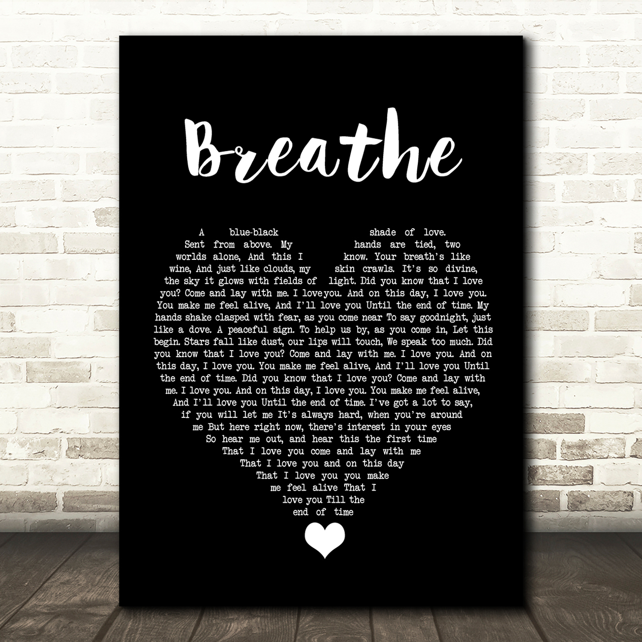 Angels & Airwaves Breathe Black Heart Song Lyric Quote Music Poster Print