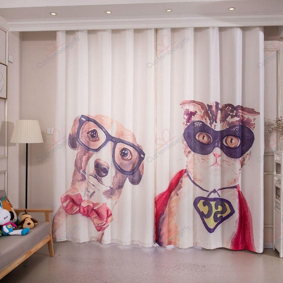 Animal Superhero Printed Window Curtain Home Decor
