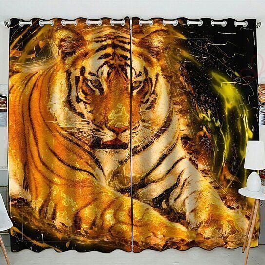 Animal Tiger Printed Window Curtain Home Decor