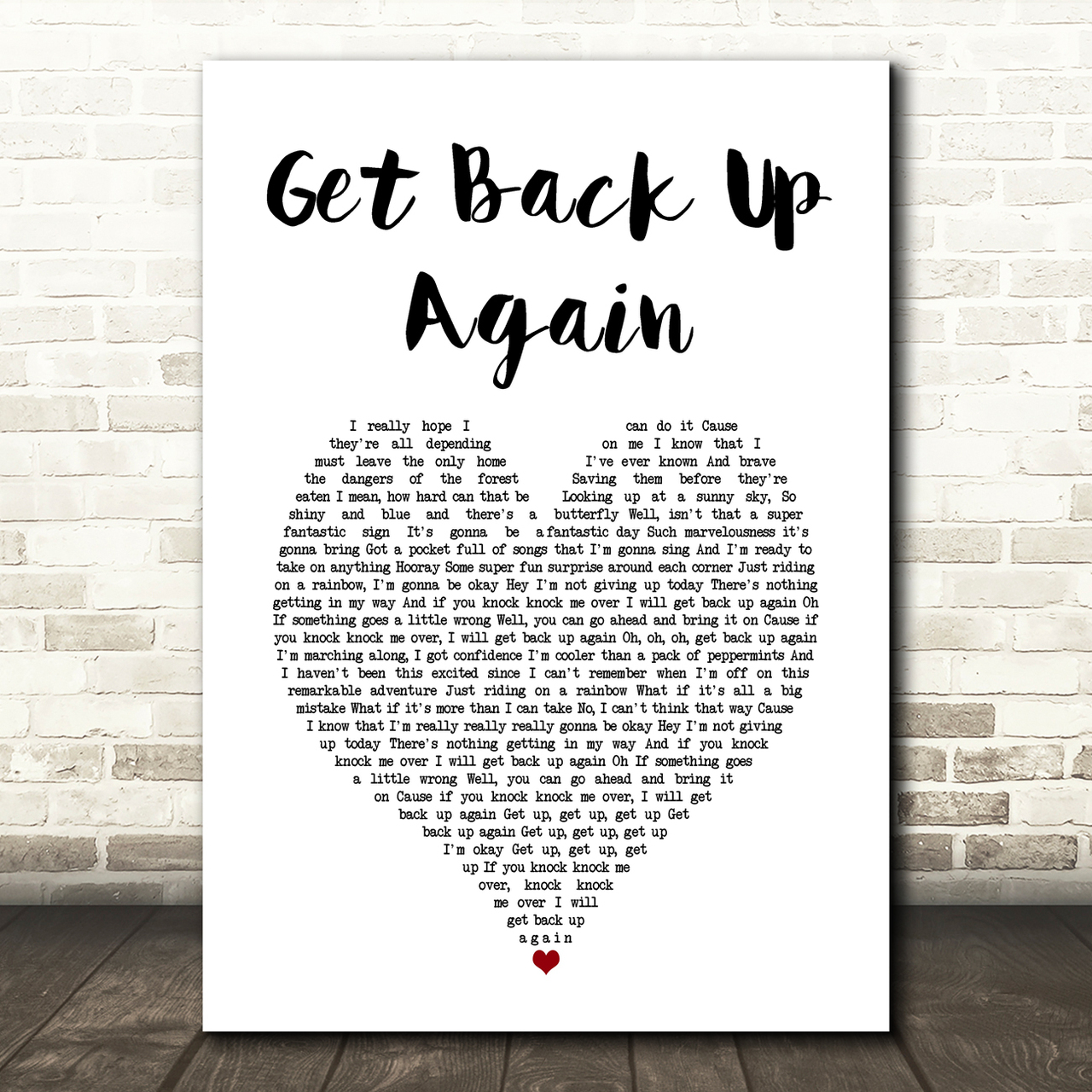 Anna Kendrick Get Back Up Again White Heart Song Lyric Art Print