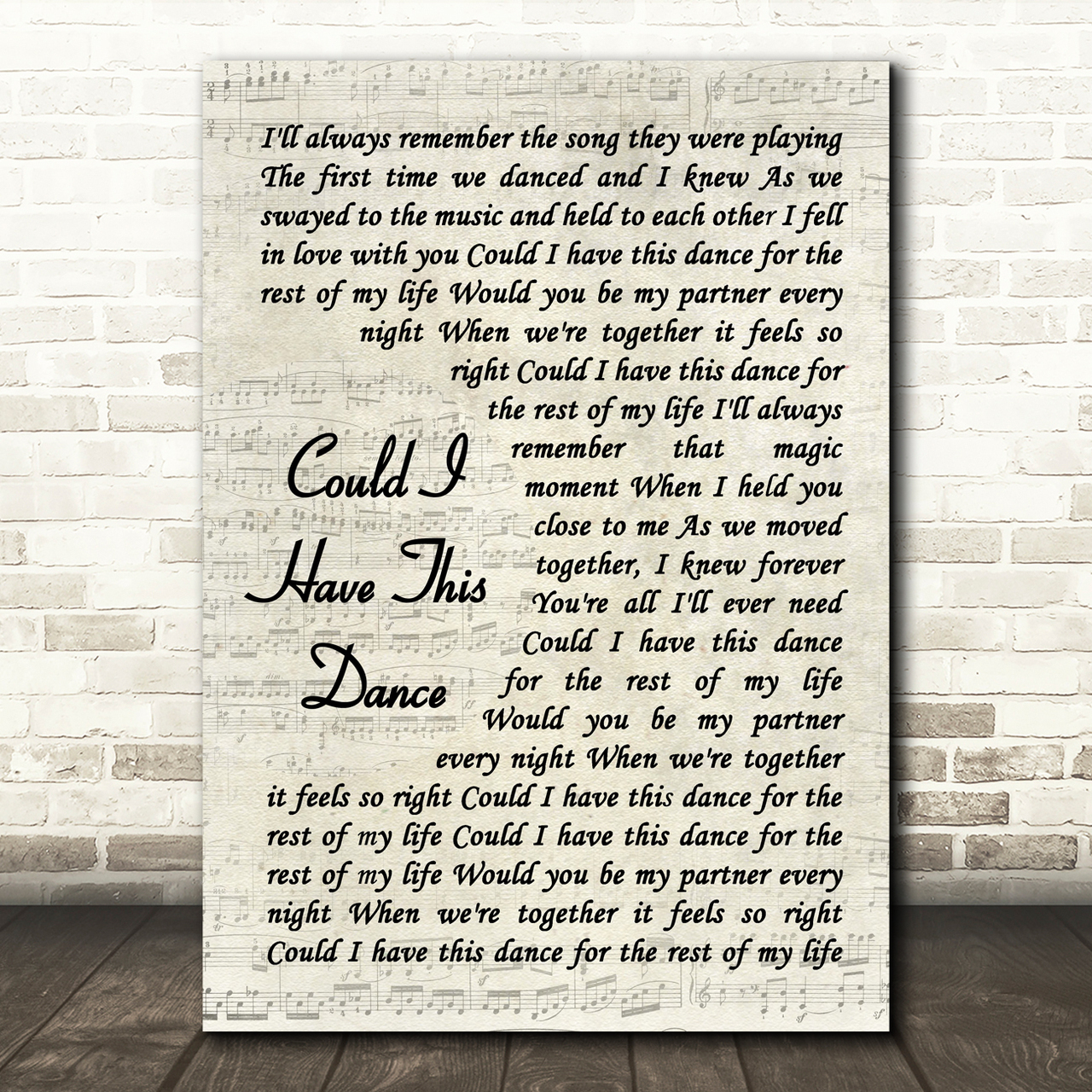 Anne Murray Could I Have This Dance Vintage Script Song Lyric Print