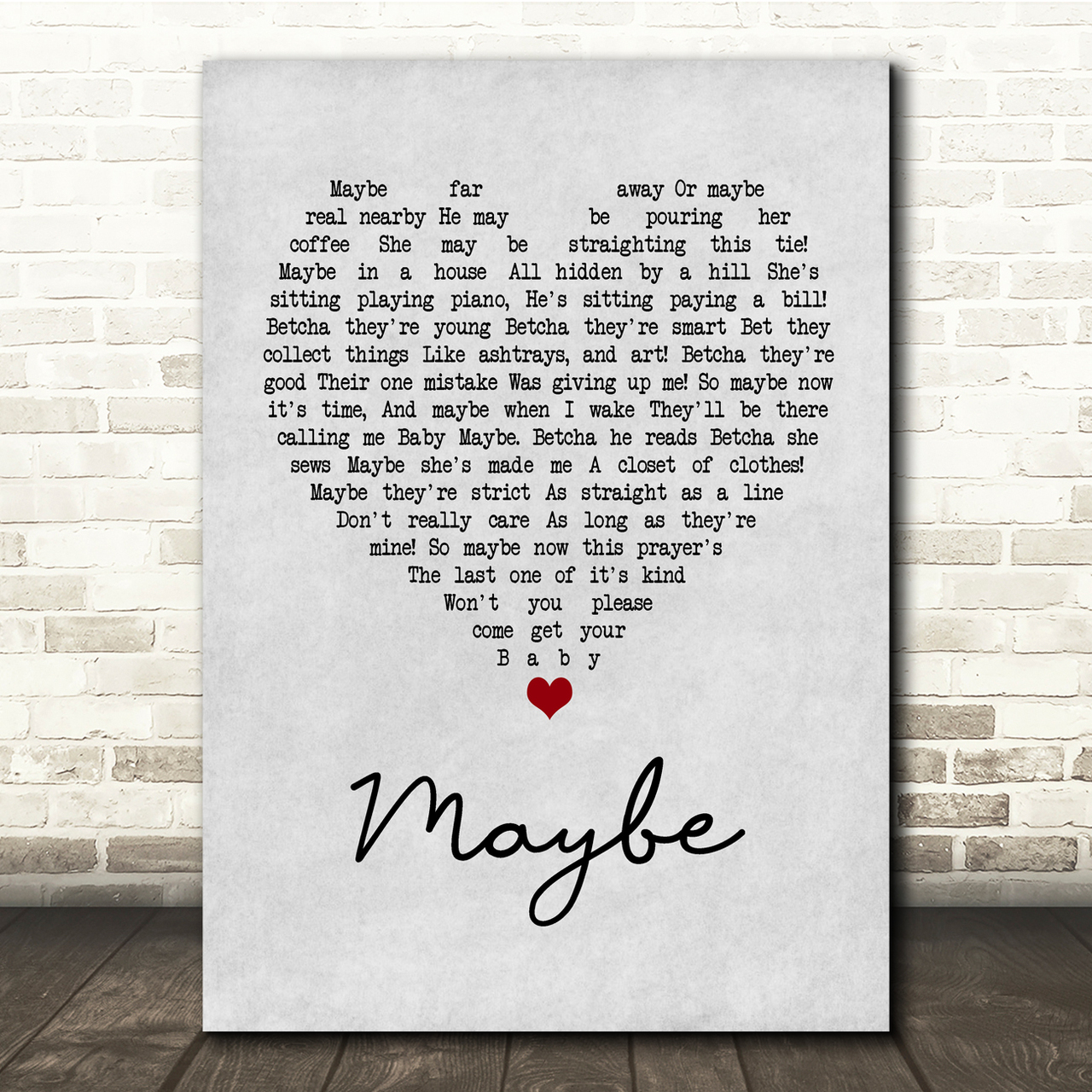 Annie Maybe Grey Heart Song Lyric Quote Print