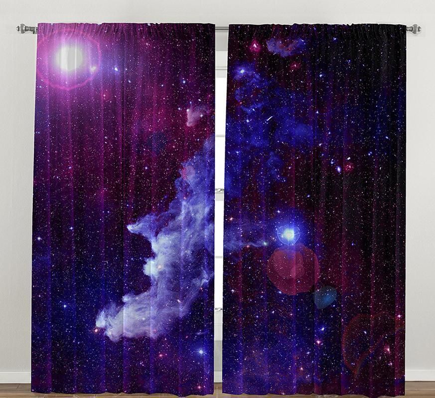 Anoleu Purple Galaxy Curtain Purple Galaxy Window Curtains Home Decor