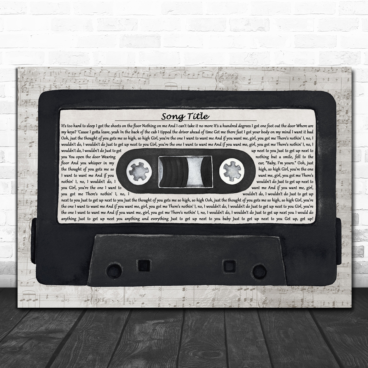 Any Song Lyrics Custom Music Script Cassette Tape Song Lyric Print