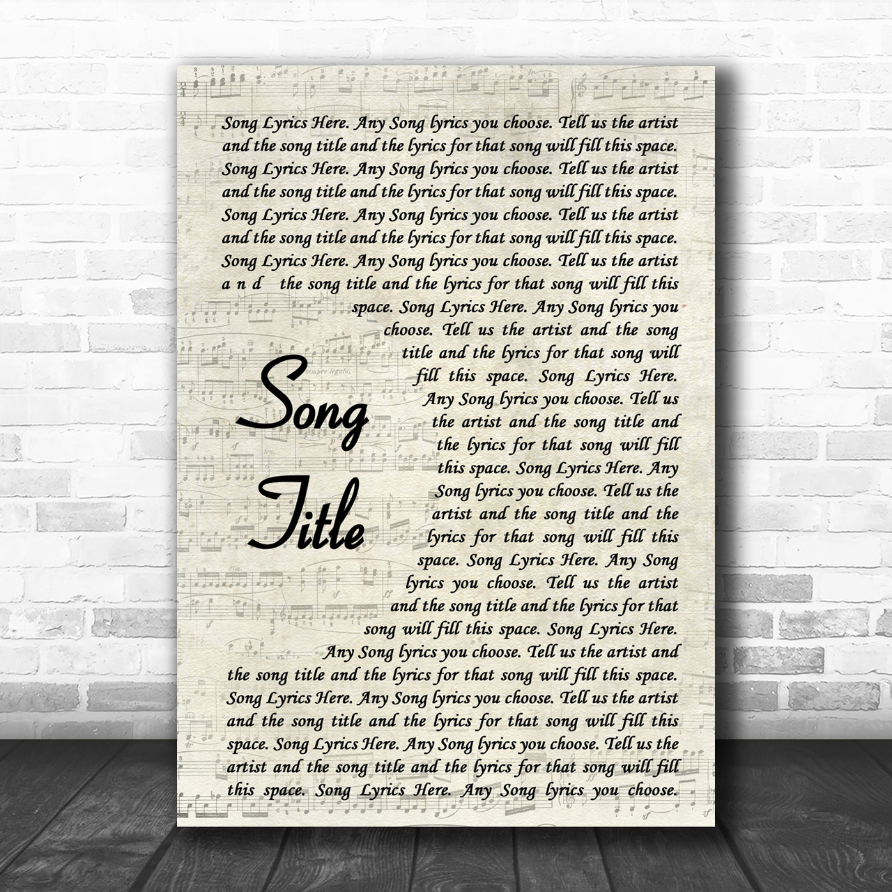 Any Song Lyrics Custom Vintage Script Wall Art Personalized Lyrics Music Wall Art Print
