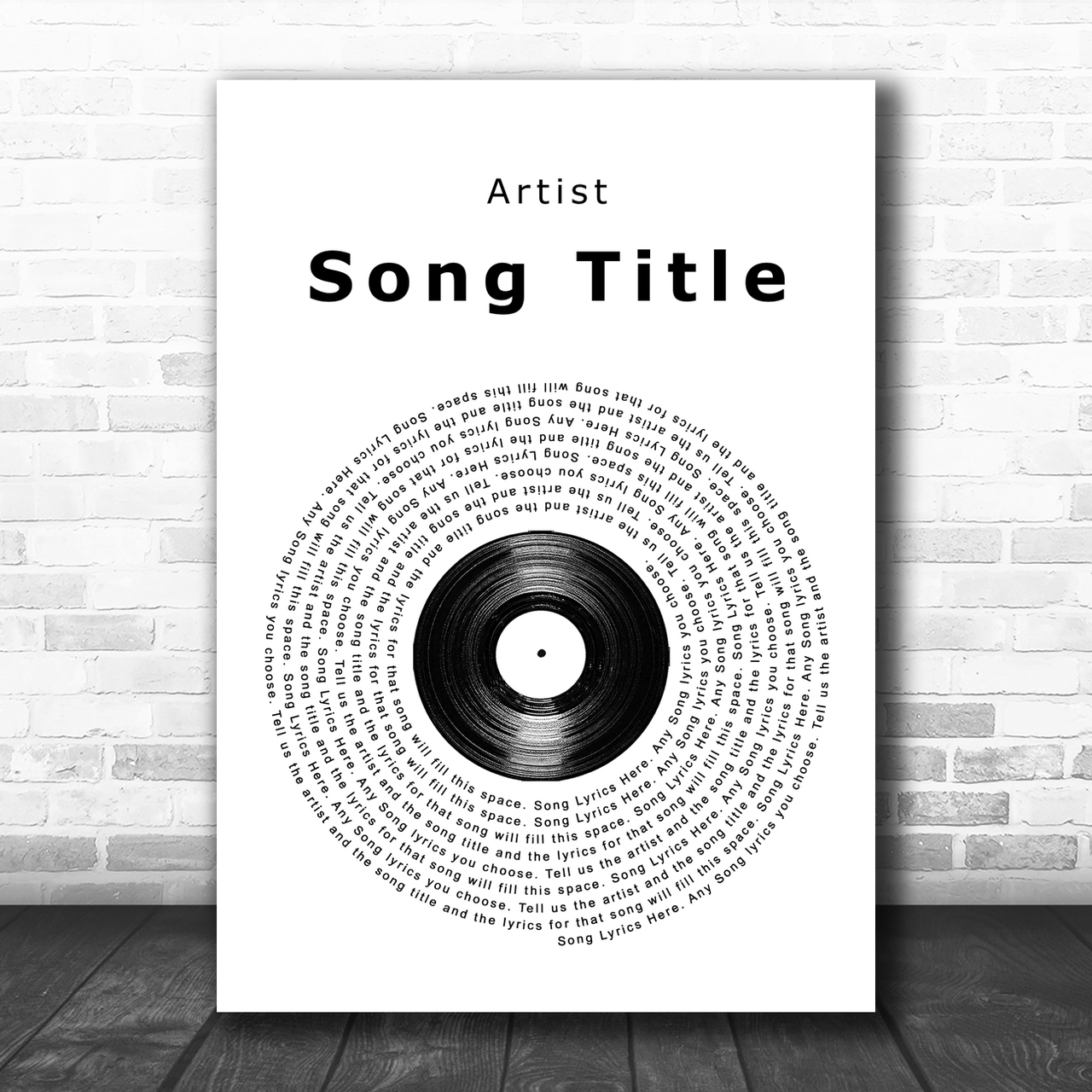 Any Song Lyrics Custom Vinyl Record Wall Art Personalized Lyrics Music Wall Art Print
