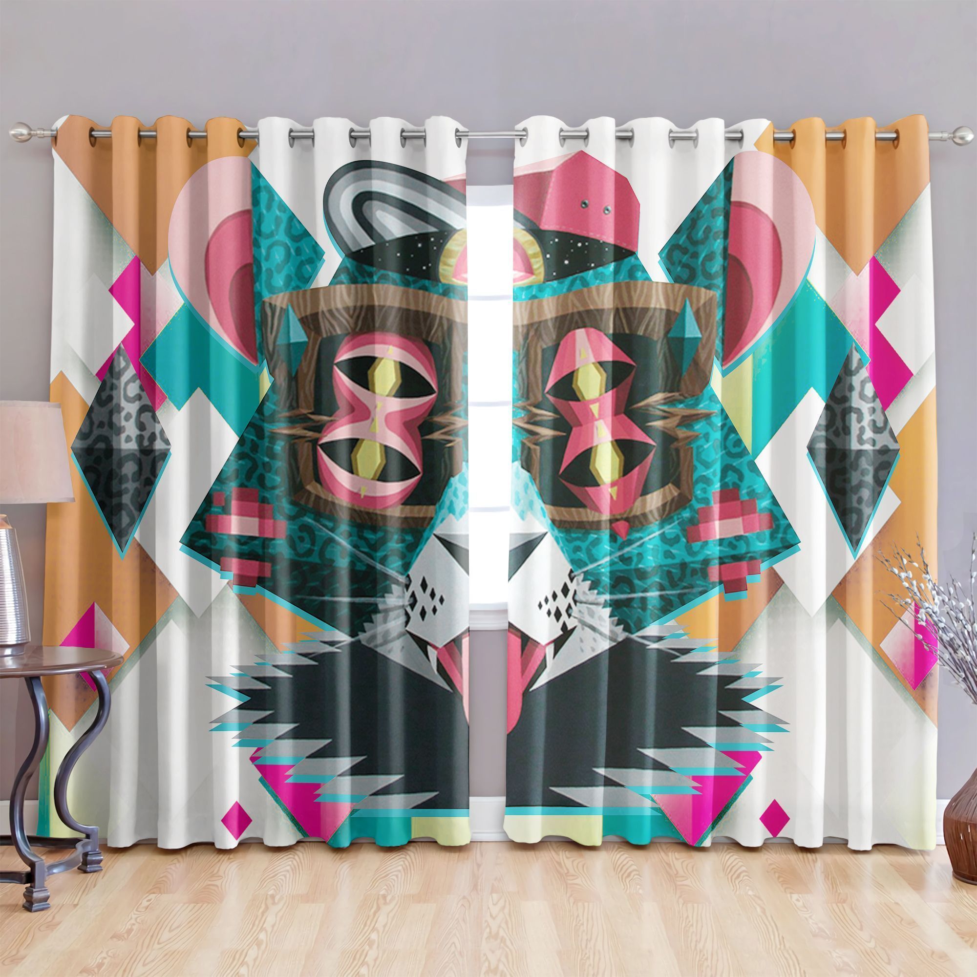 Appealing Cat Printed Window Curtains Home Decor