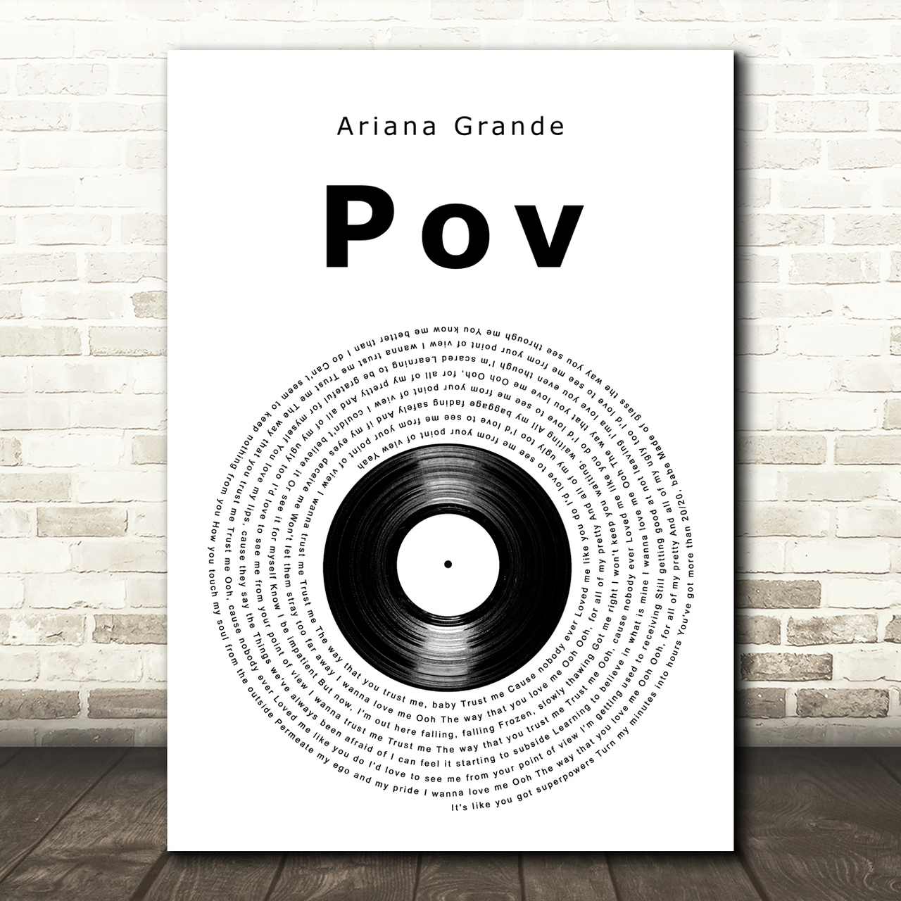 Ariana Grande pov Vinyl Record Song Lyric Art Print