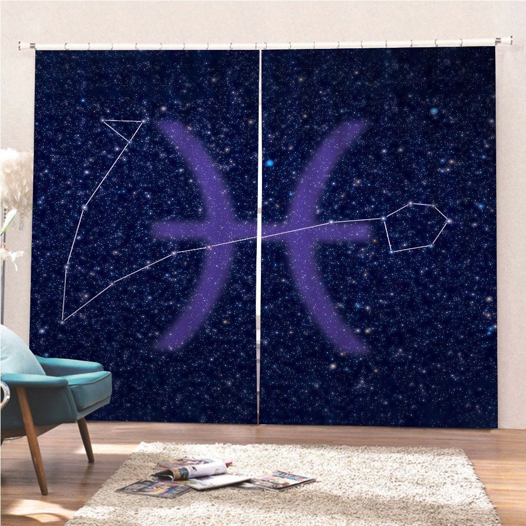 Astronomy Zodiac Pisces Stars Printed Window Curtain