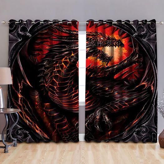 Awesome Hoodied Dragon Fide Printed Window Curtain - Dragon Blackout Curtains