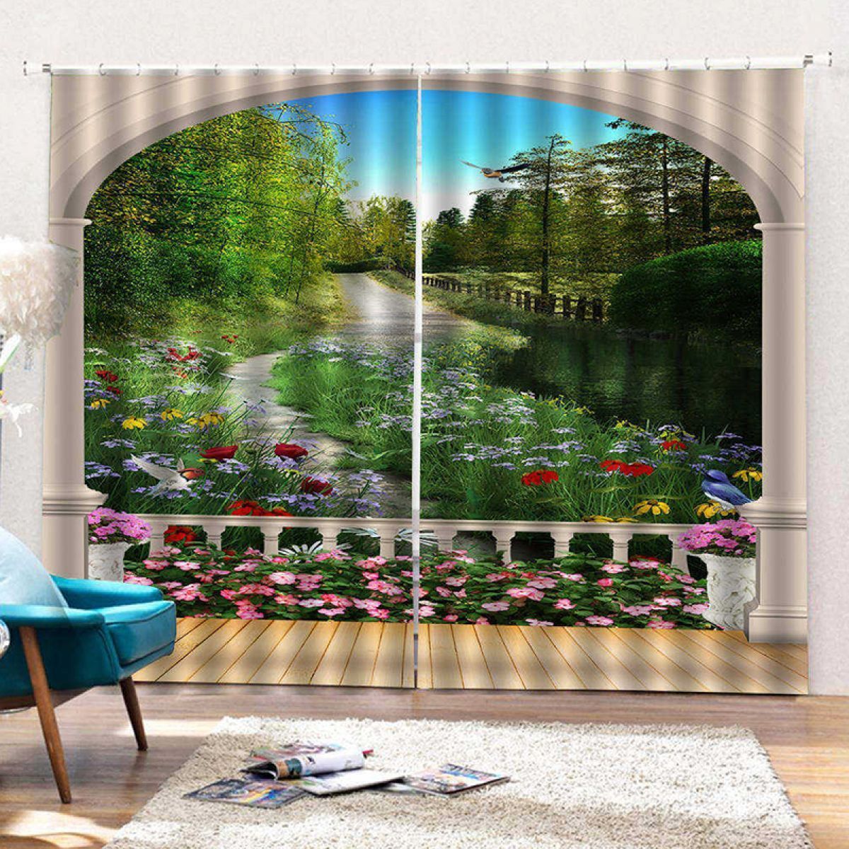 Awesome Scenery Printed Window Curtain Home Decor