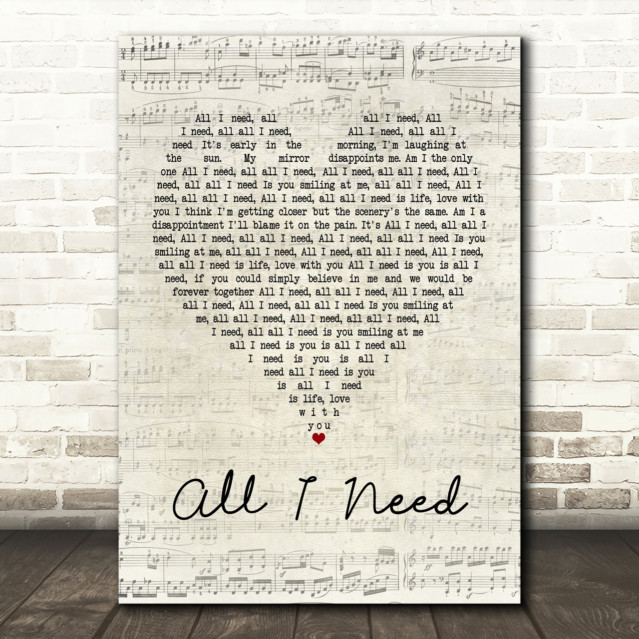 AWOLNATION All I Need Script Heart Song Lyric Music Print