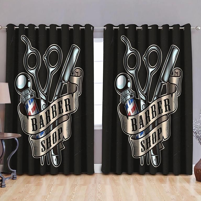 Barber Shop Hairstylist Lovers Printed Window Curtain