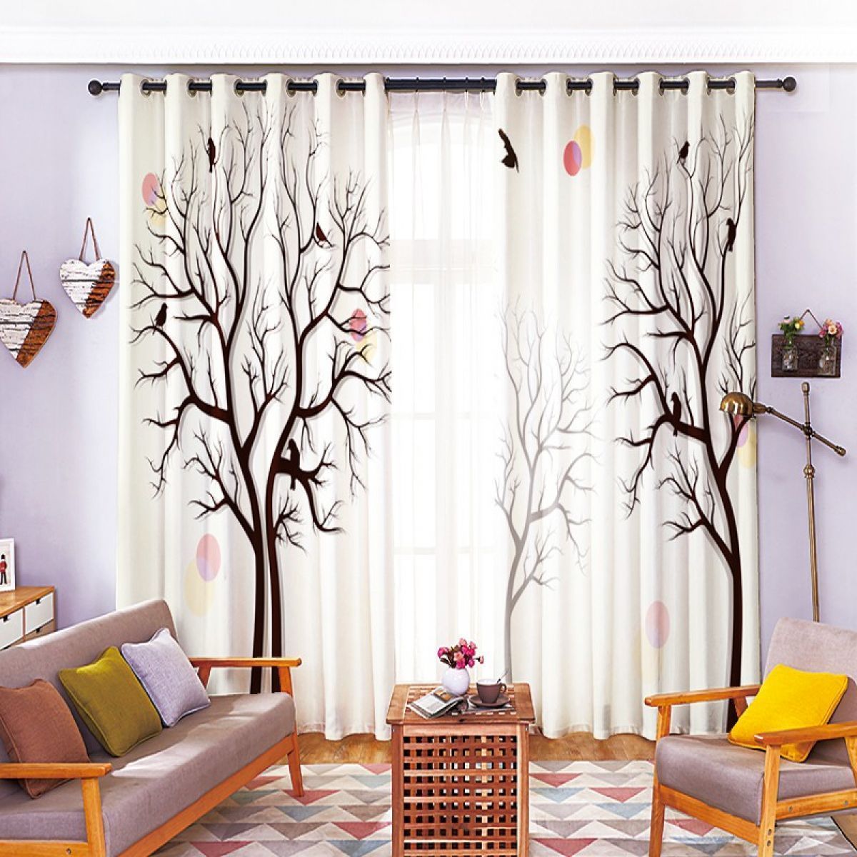 Bare Tree Winter Printed Window Curtain Home Decor