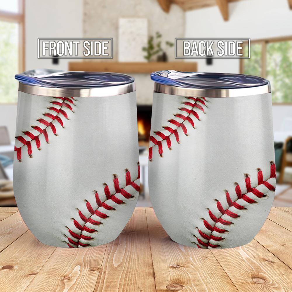 Baseball Ball Leather Style Wine Tumbler