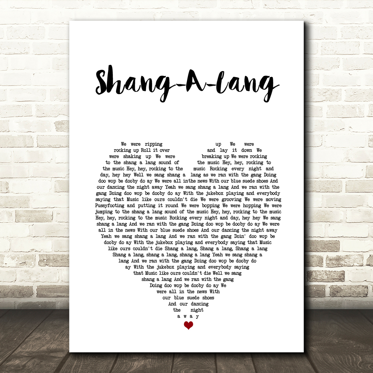 Bay City Rollers Shang-A-Lang White Heart Song Lyric Art Print