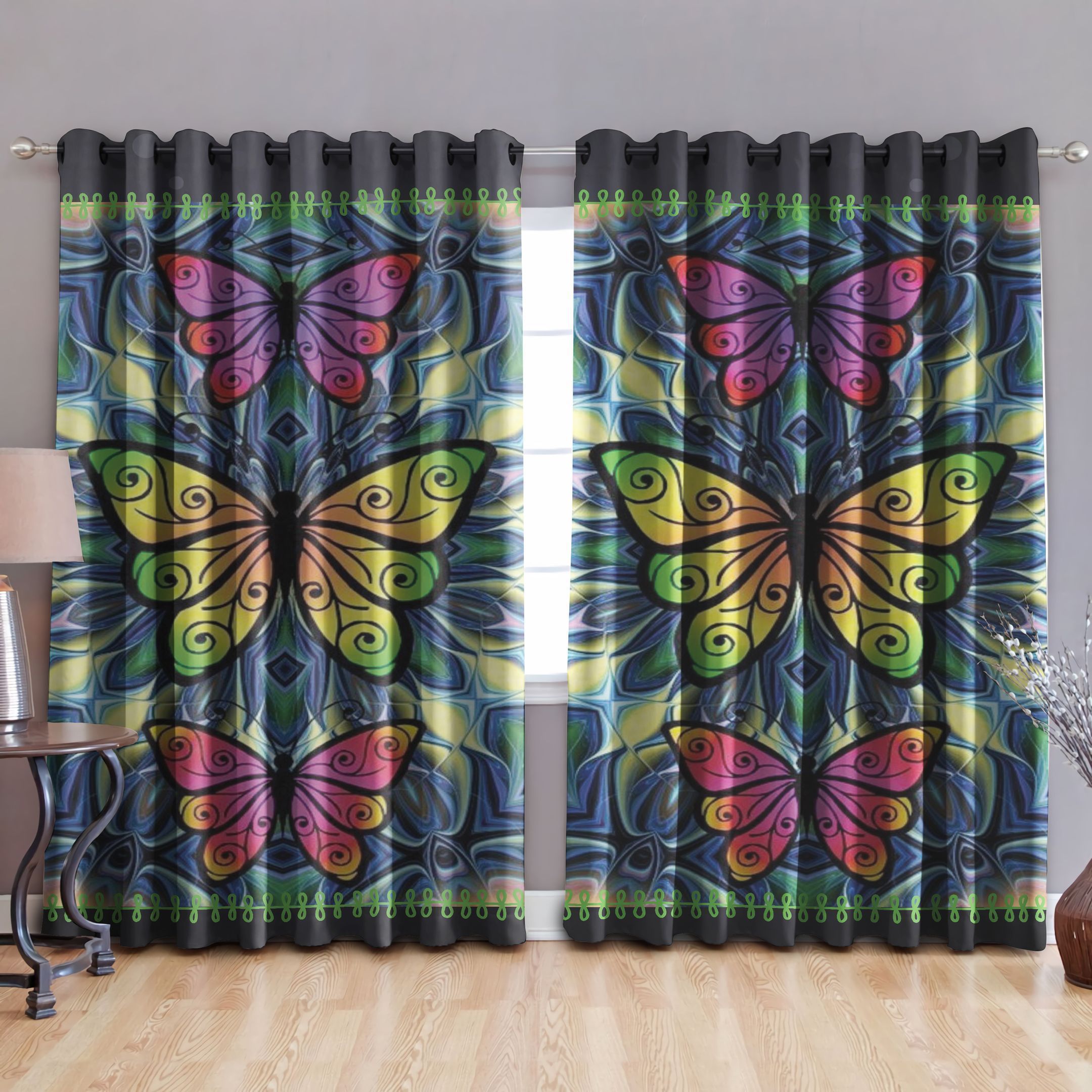 Be Free Butterfly Printed Window Curtain Home Decor