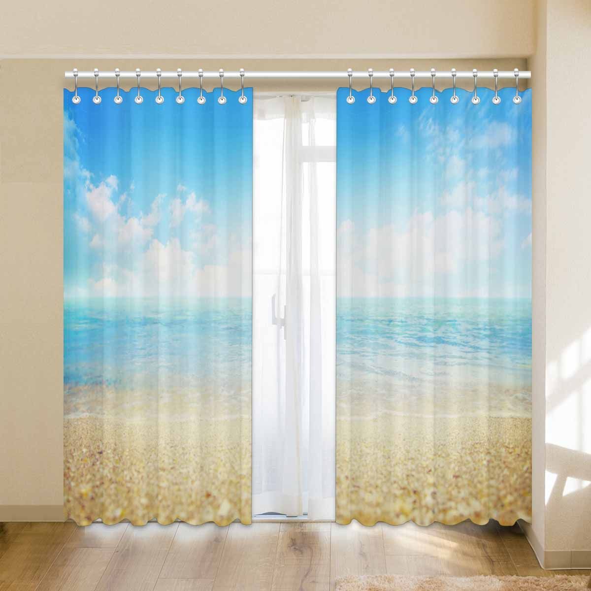 Beach And Sea Themed Printed Window Curtain