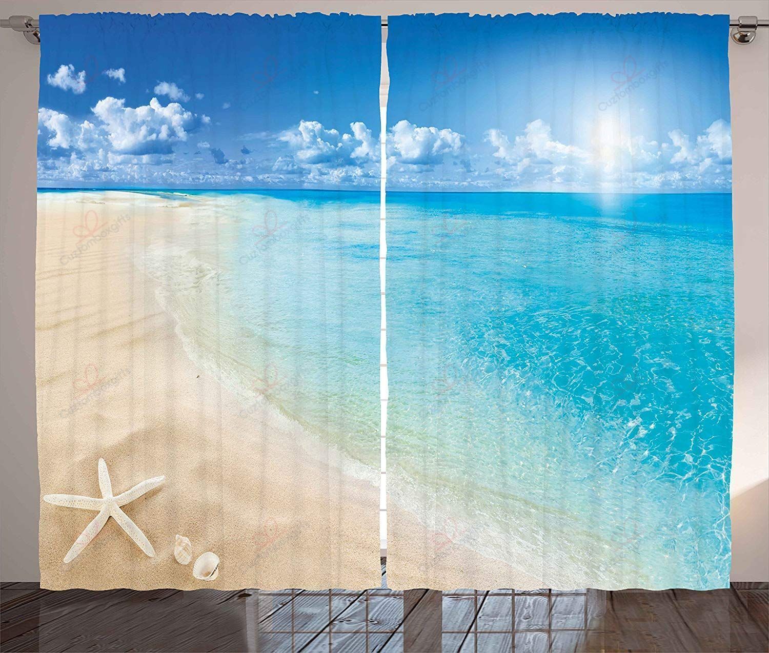 Beach Sunny Summer Seashore Printed Window Curtain