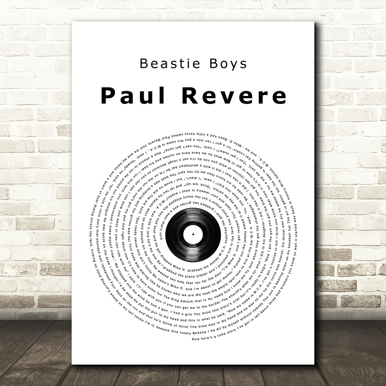 Beastie Boys Paul Revere Vinyl Record Song Lyric Quote Music Poster Print