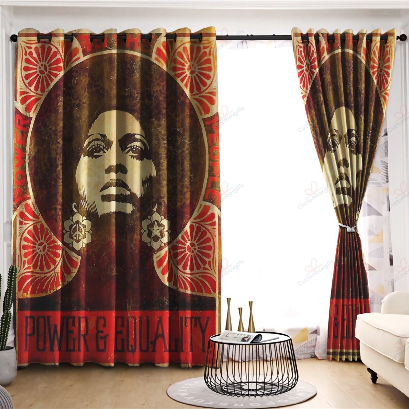 Beautiful Black Woman Printed Window Curtain Home Decor