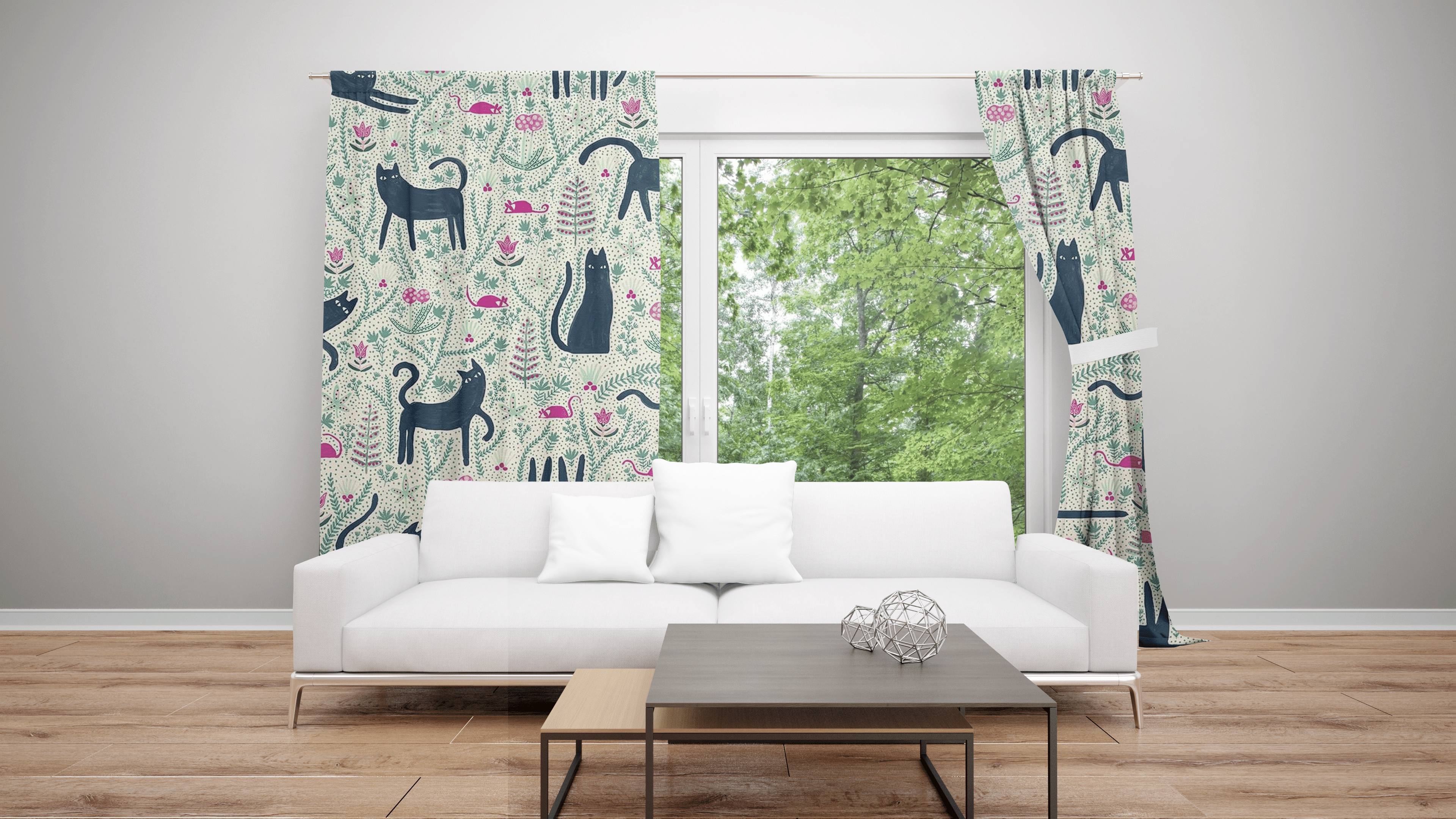 Beautiful Cat Passion Printed Window Curtains Home Decor