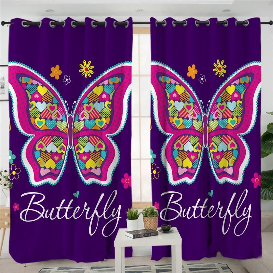 Beautiful Flower Butterfly Printed Window Curtain Home Decor