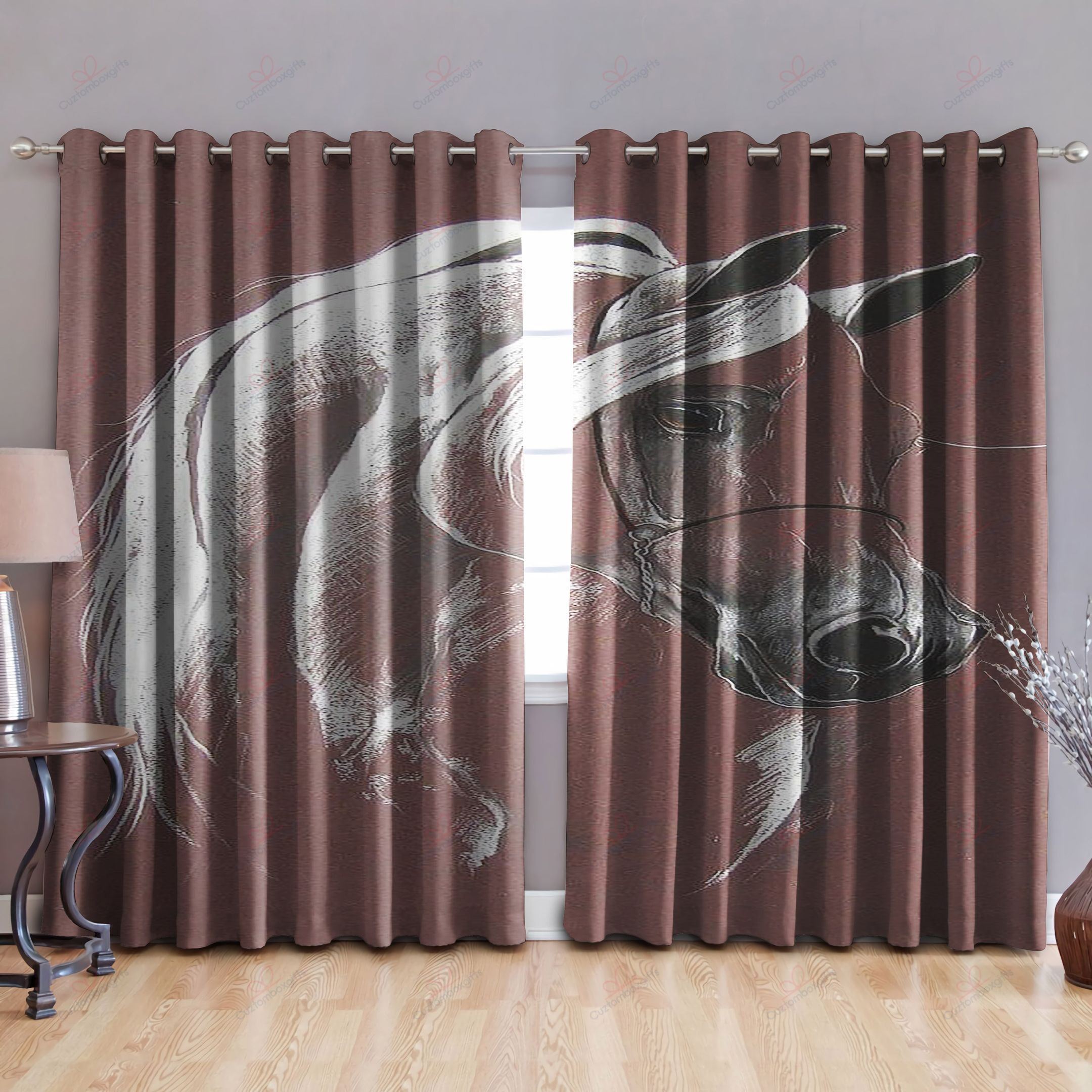 Beautiful Horse Printed Window Curtain Home Decor