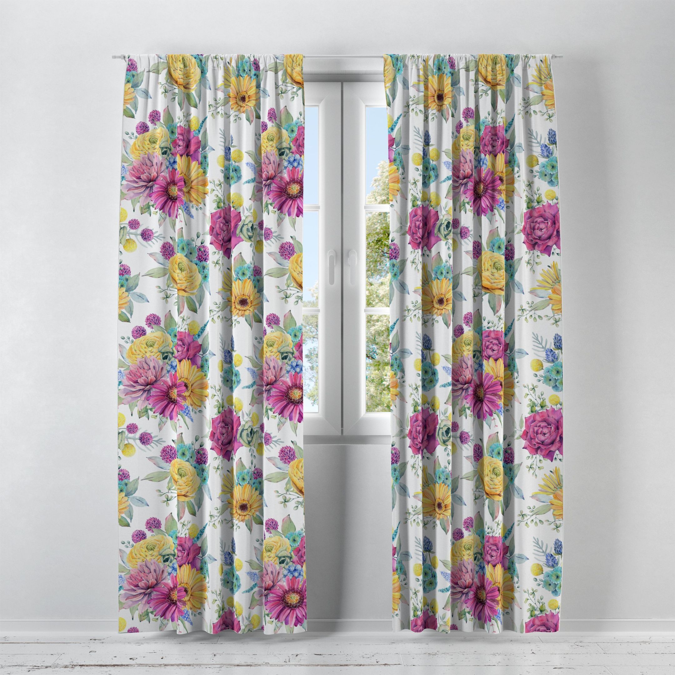 Beautiful Larosa Floral Window Curtains Home Decor