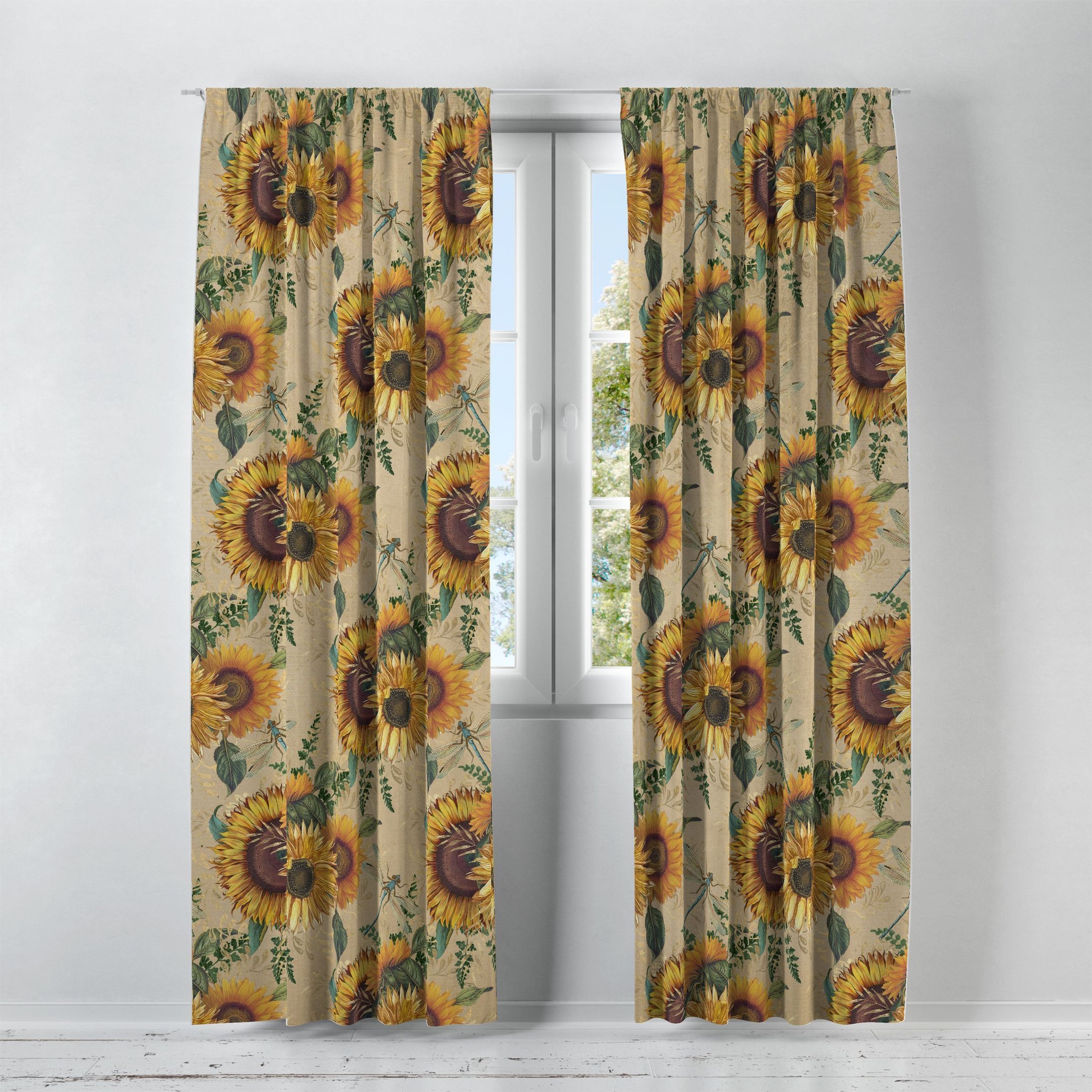 Beautiful Sunflower Window Curtains