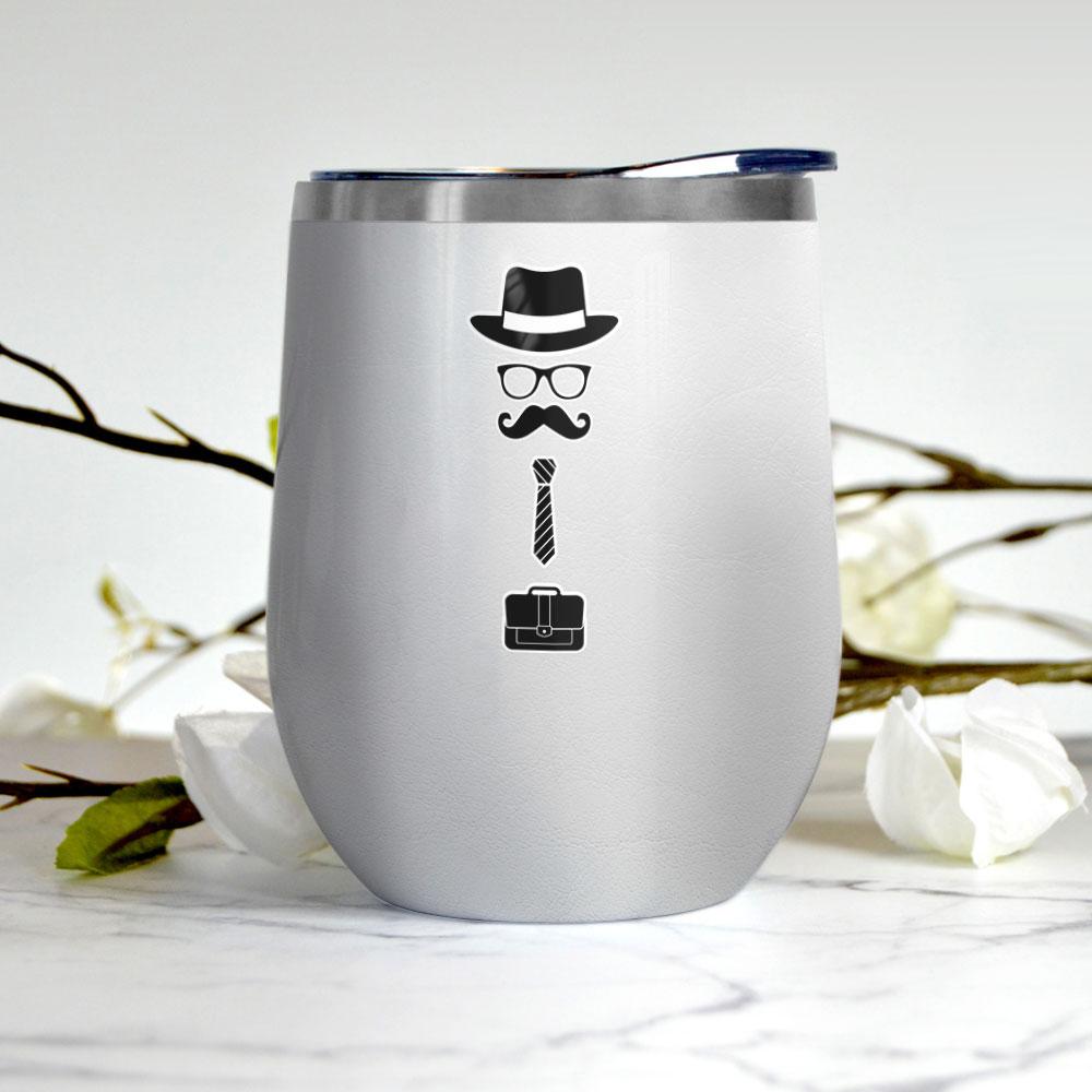 Best Dad Ever Dad Gift From Daughter Or Son On Fathers Day Leather Pattern Present Idea For Father Wine Tumbler