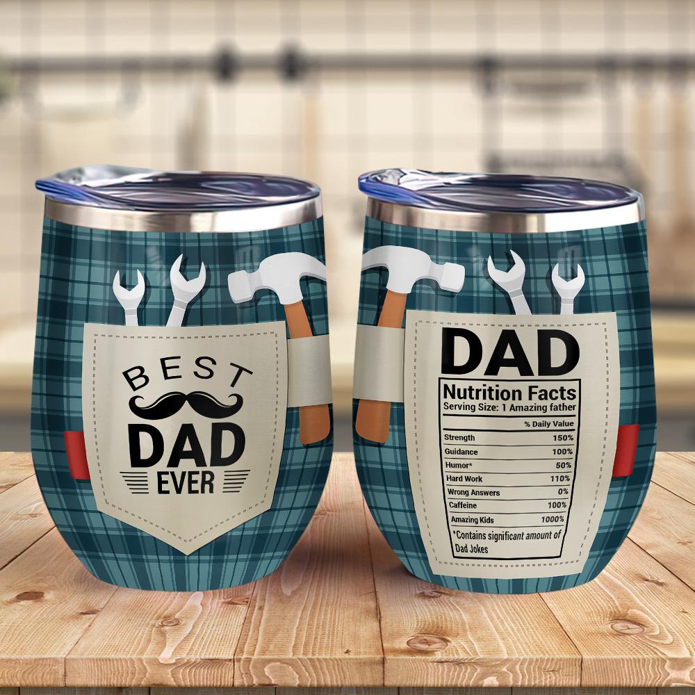 Best Dad Ever Quotes Dad Work Tools Gift From Daughter Or Son On Fathers Day Leather Pattern Present Idea For Father Wine Tumbler
