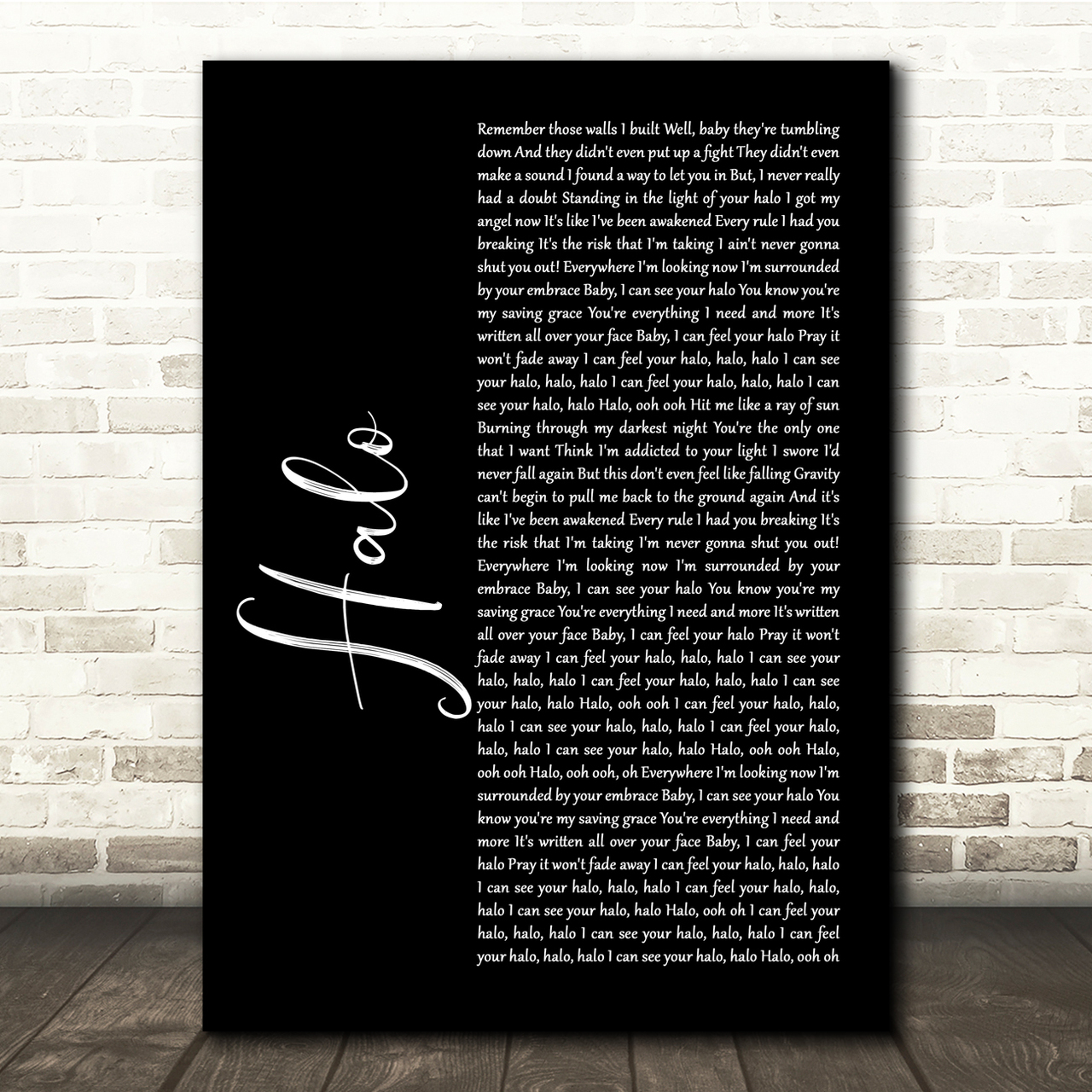 Beyonce Halo Black Script Song Lyric Quote Music Poster Print
