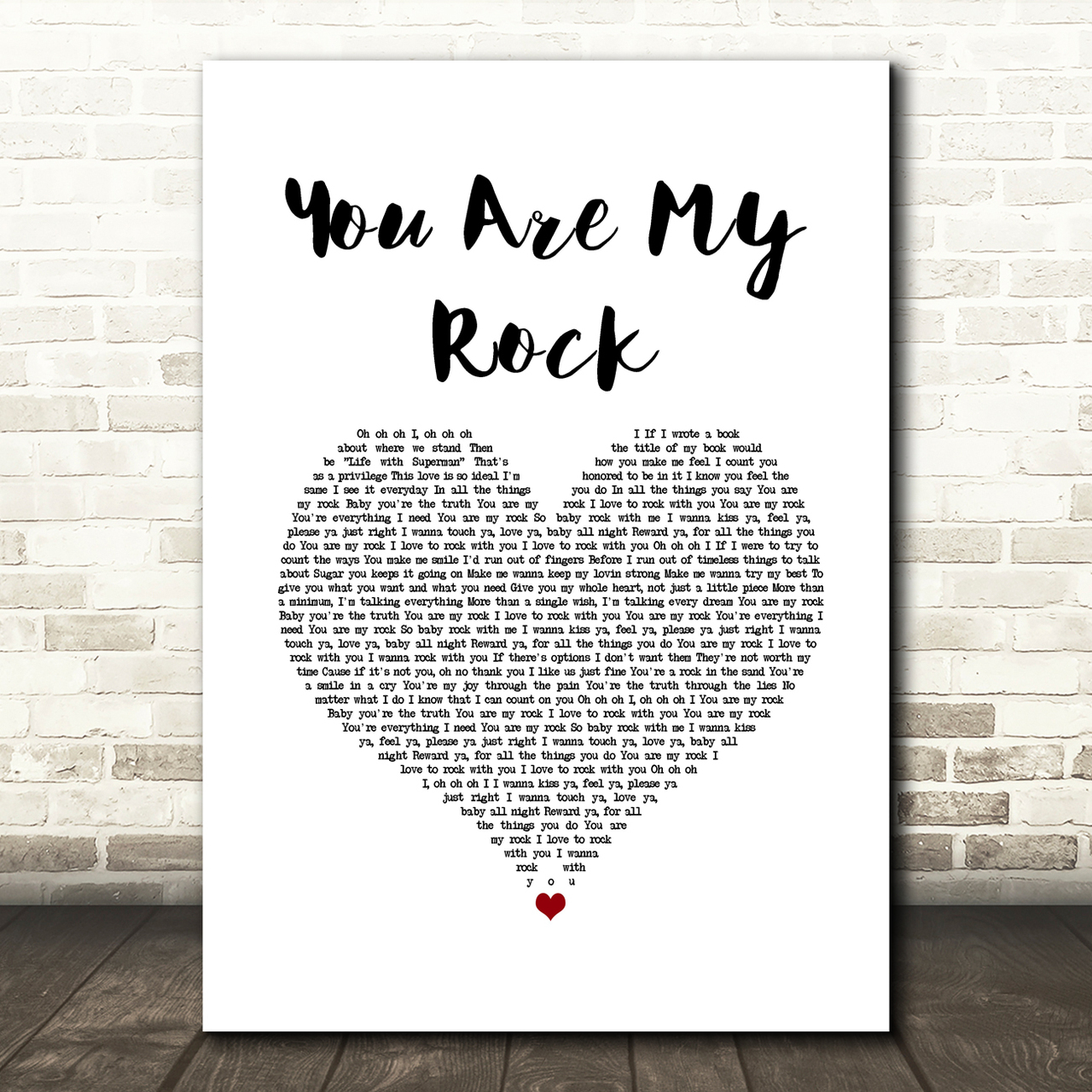 Beyonce You Are My Rock White Heart Song Lyric Art Print