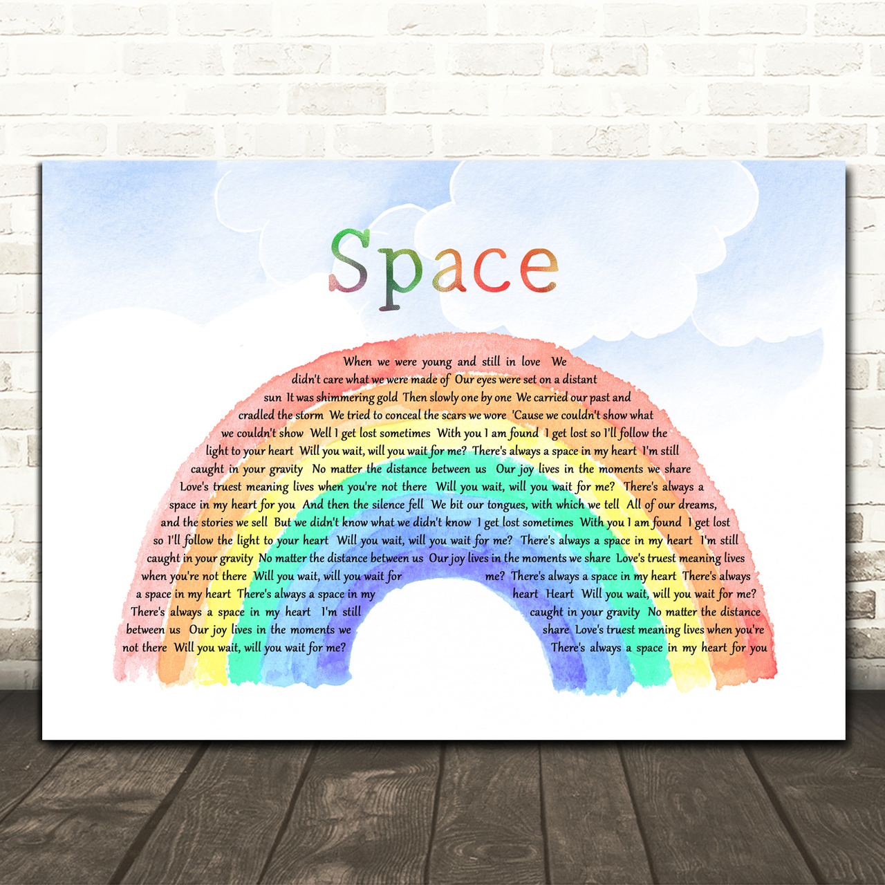 Biffy Clyro Space Watercolour Rainbow & Clouds Song Lyric Art Print
