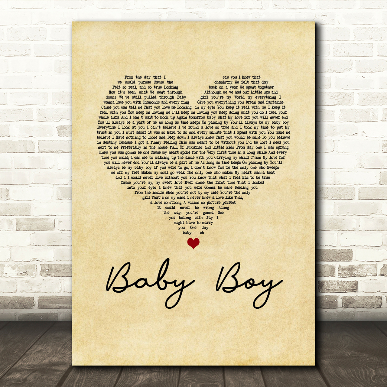Big Brovaz Baby Boy Vintage Heart Song Lyric Art Print