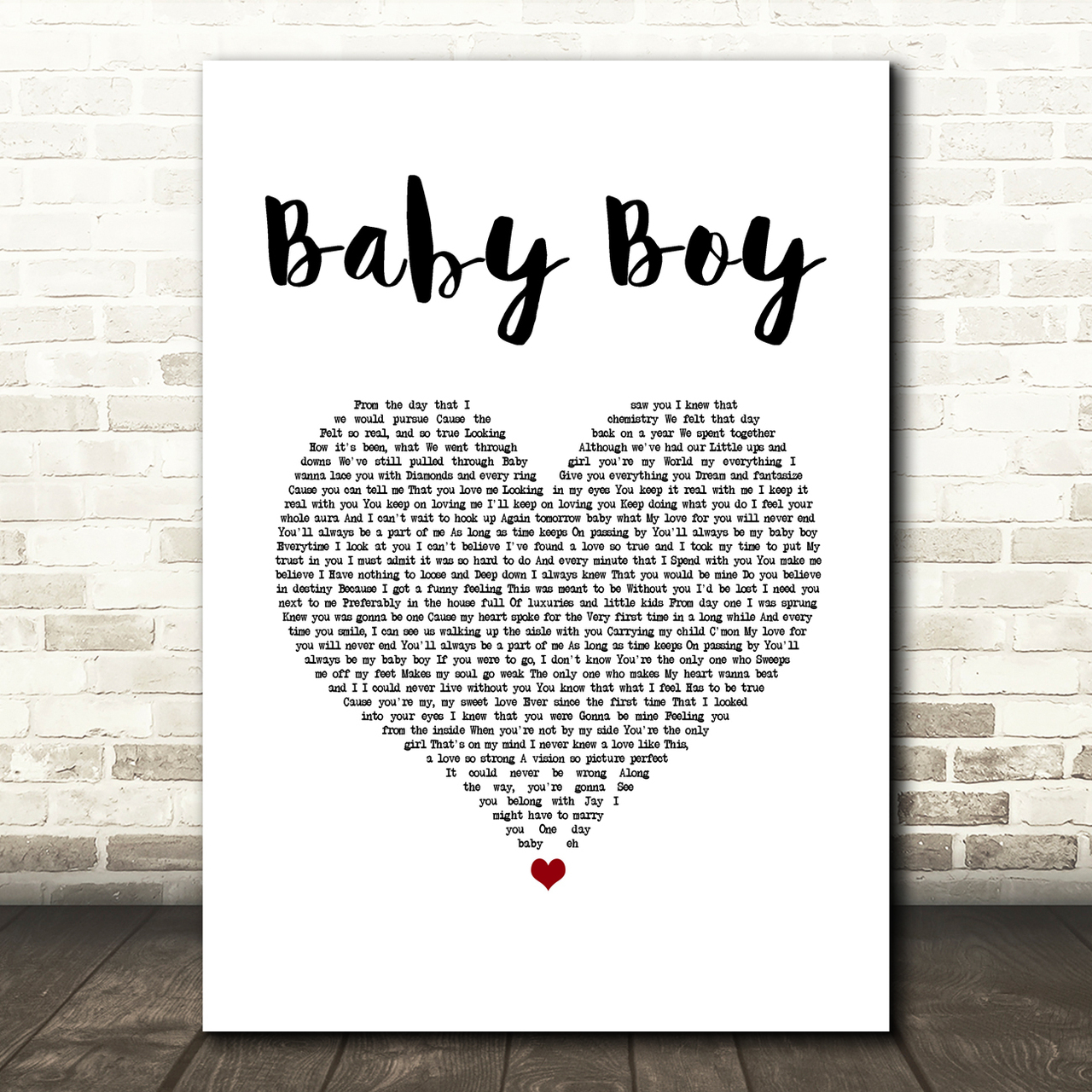 Big Brovaz Baby Boy White Heart Song Lyric Art Print