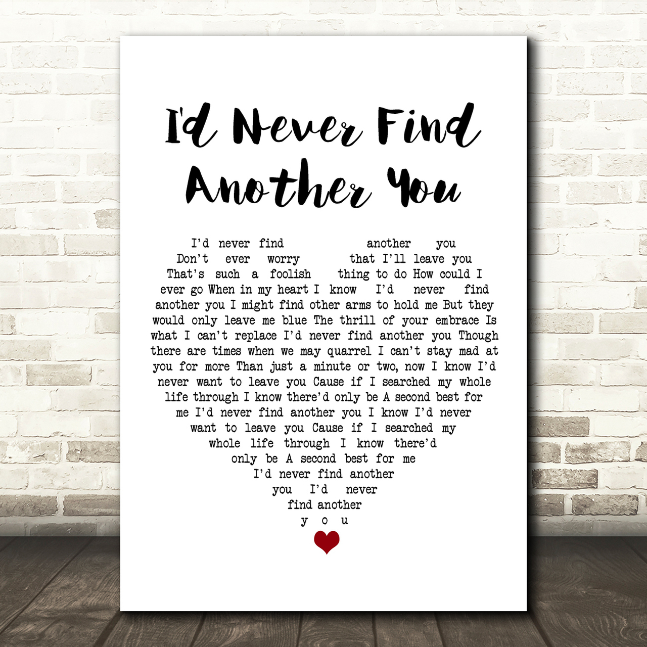 Billy Fury I'd Never Find Another You White Heart Song Lyric Art Print
