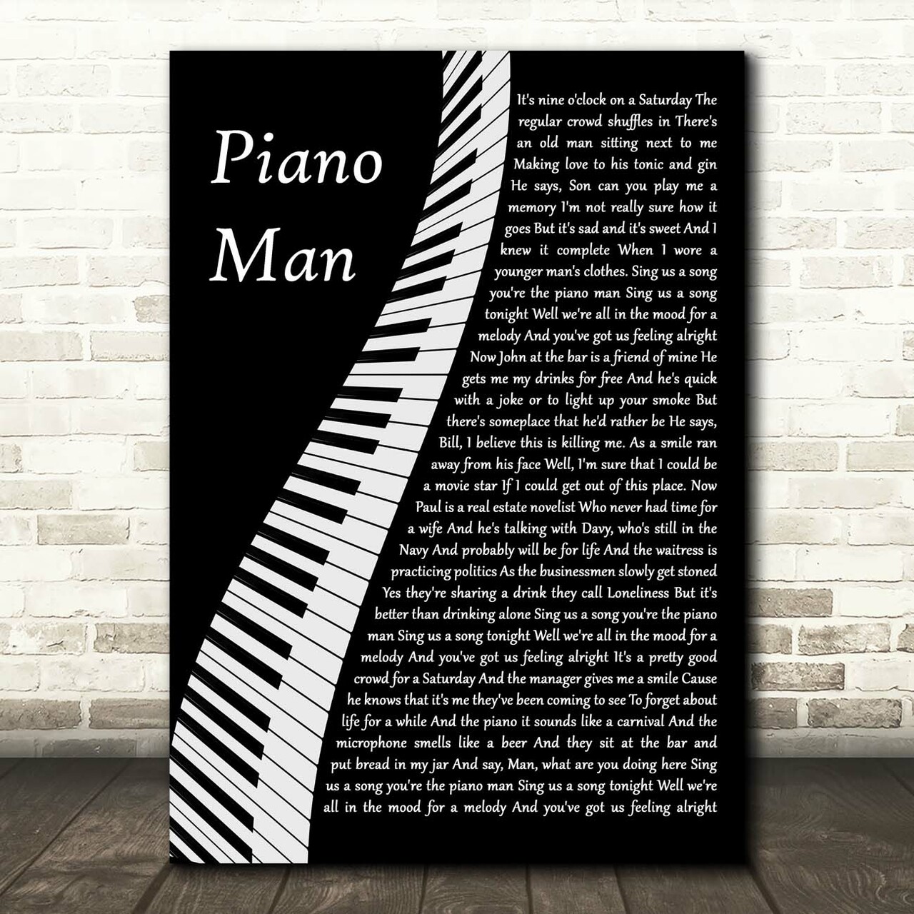 Billy Joel Piano Man Piano Song Lyric Print