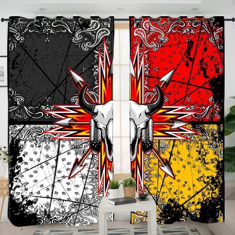 Bison Arrow Native American Printed Window Curtains Home Decor