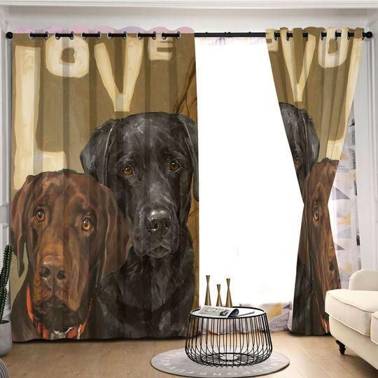 Black And Chocolate Labrador Retriever Love Printed Window Curtain Home Decor