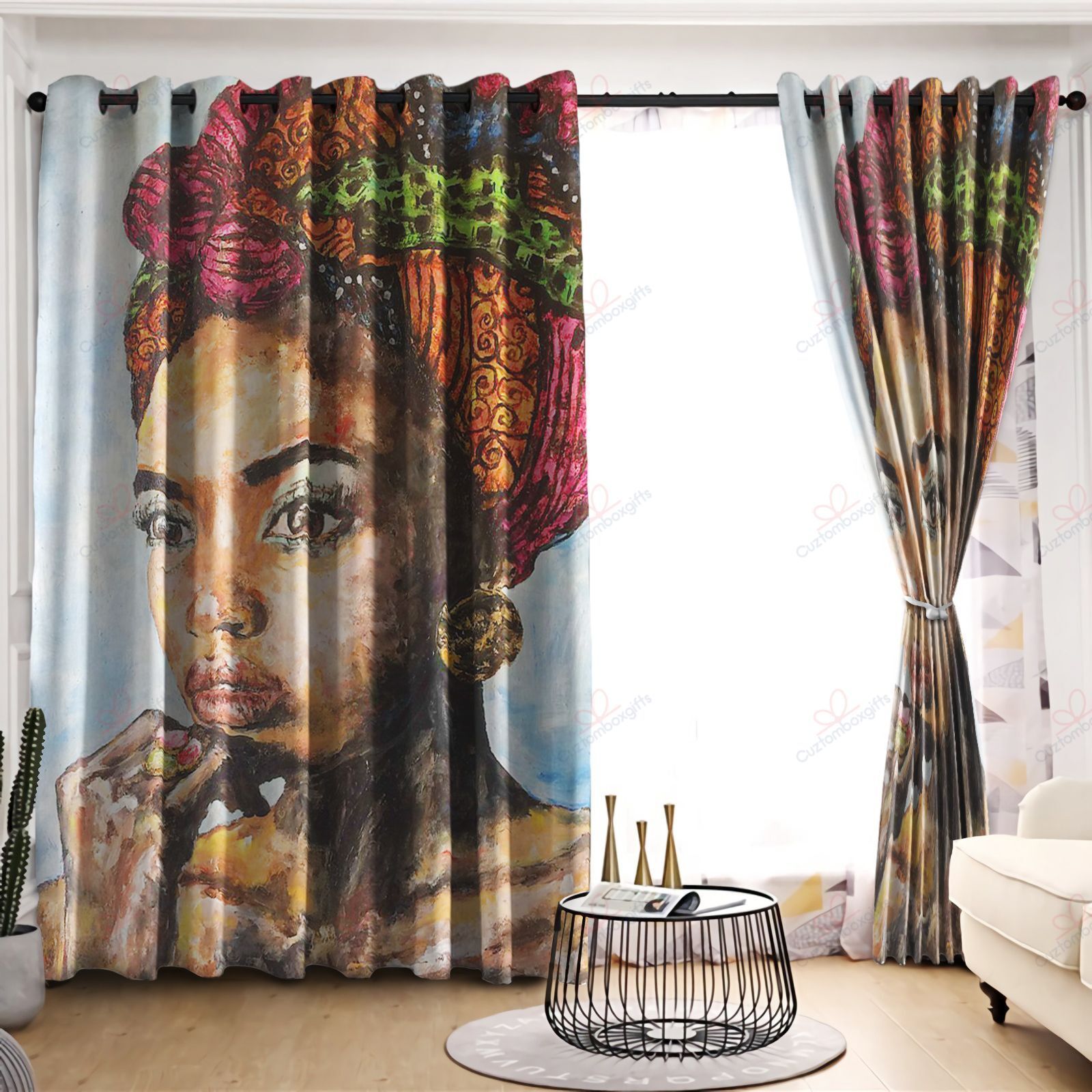 Black Woman Beautiful Printed Window Curtain Home Decor