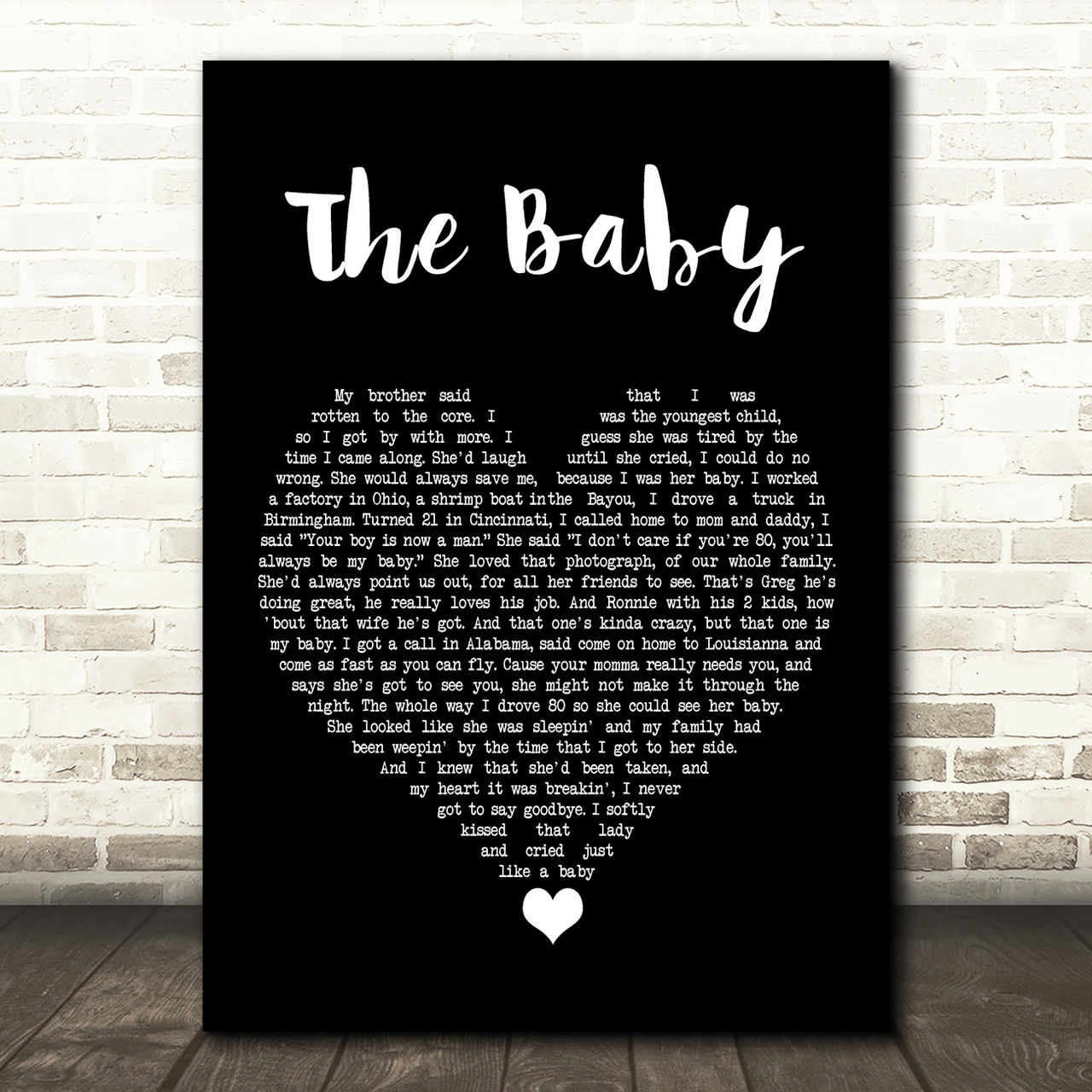 Blake Shelton The Baby Black Heart Song Lyric Quote Music Poster Print