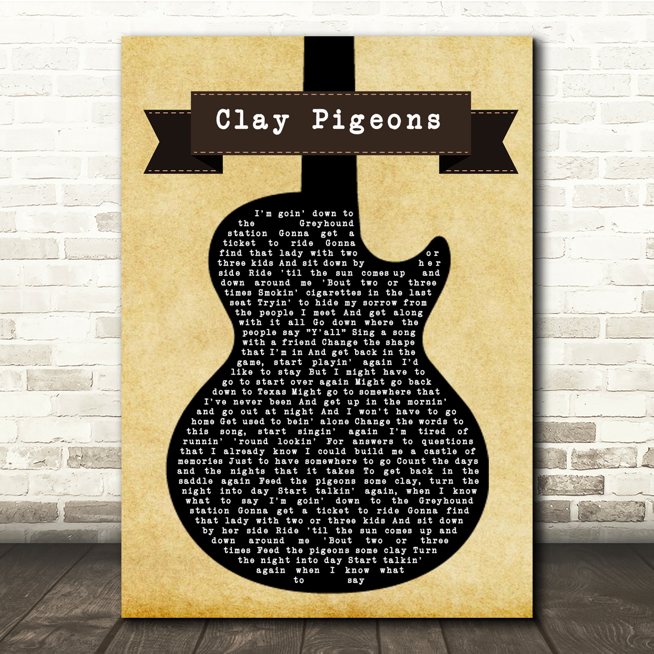 Blaze Foley Clay Pigeons Black Guitar Song Lyric Quote Music Poster Print