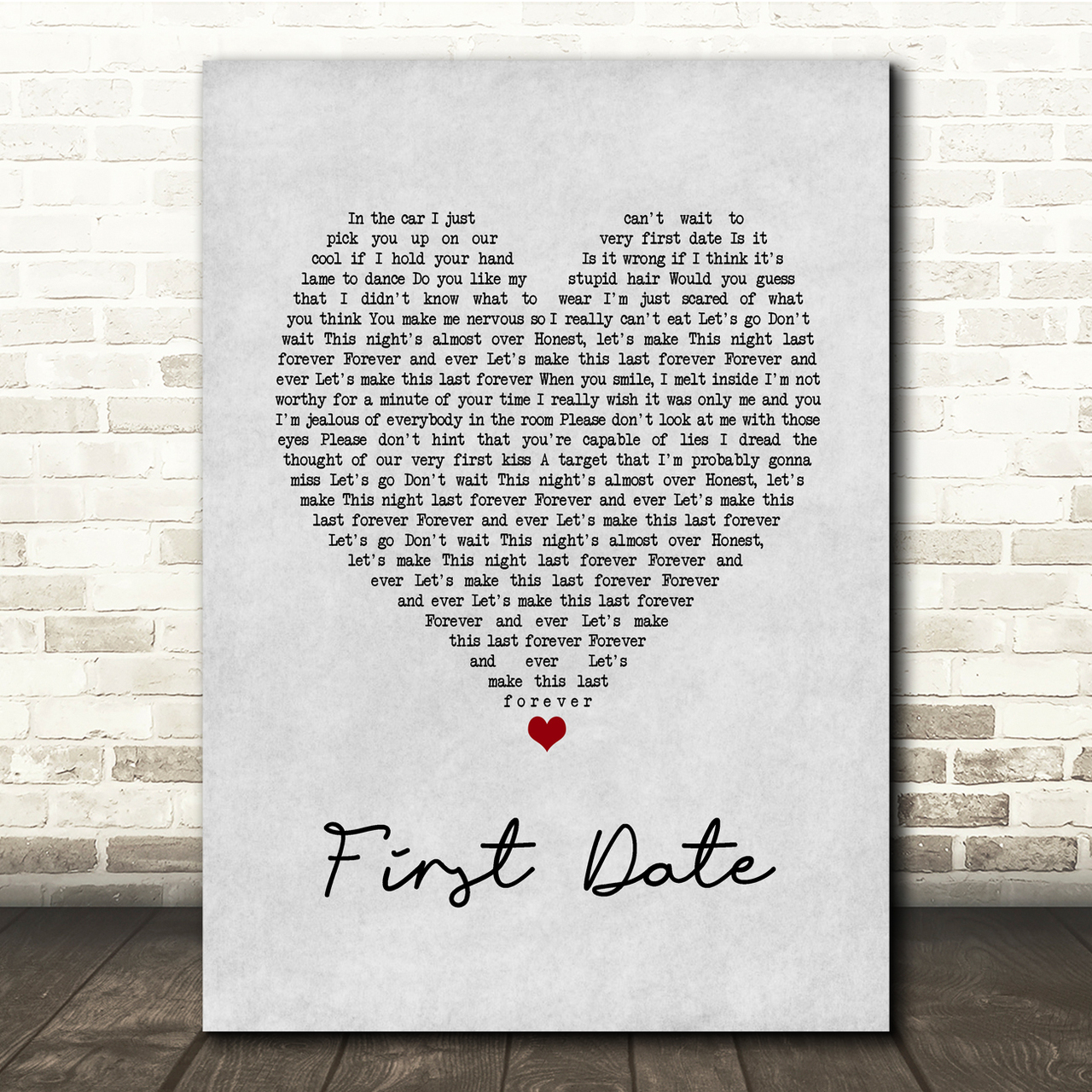 Blink-182 First Date Grey Heart Song Lyric Quote Music Poster Print