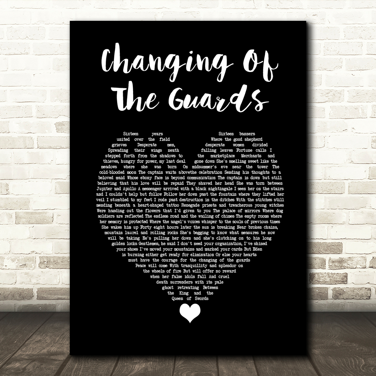 Bob Dylan Changing Of The Guards Black Heart Song Lyric Music Print