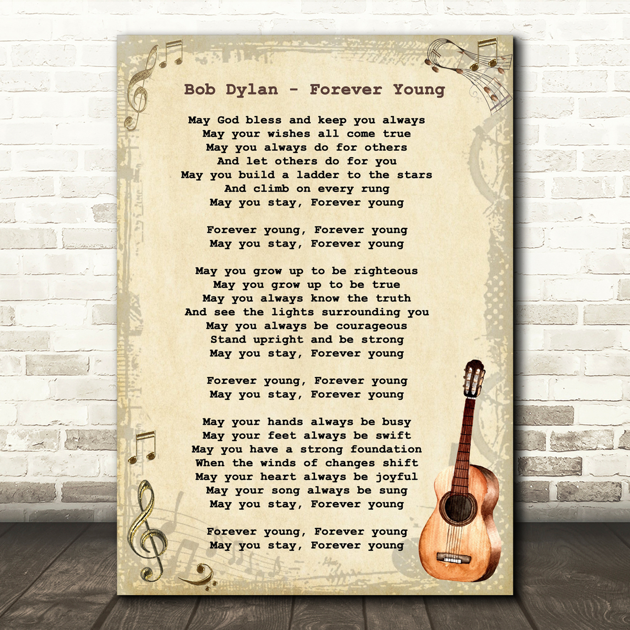 Bob Dylan Forever Young Song Lyric Vintage Quote Print