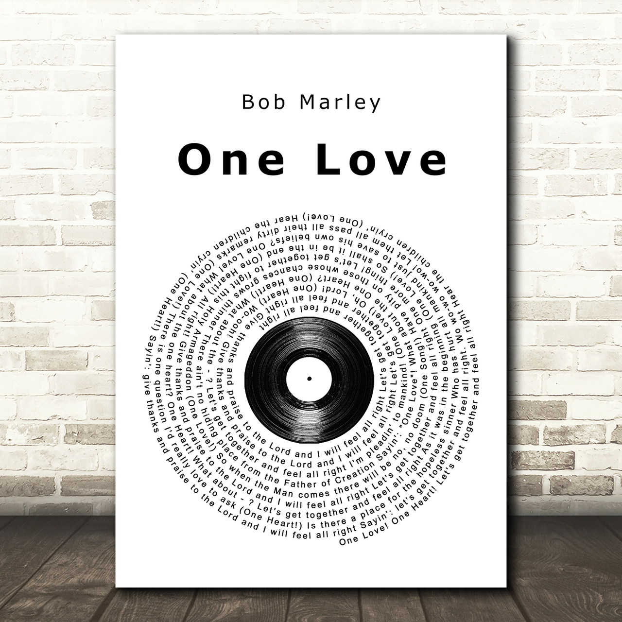 Bob Marley One Love People Get Ready Vinyl Record Song Lyric Quote Music Poster Print