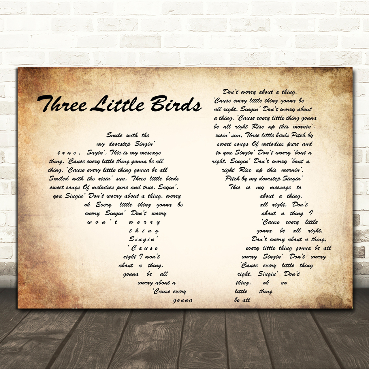 Bob Marley Three Little Birds Man Lady Couple Song Lyric Quote Print