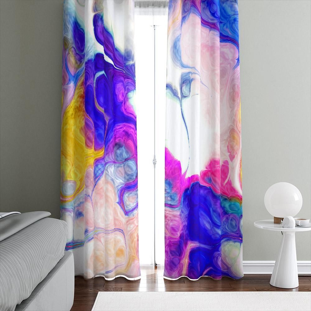 Bohemian Swirl Marbled Window Curtains Home Decor